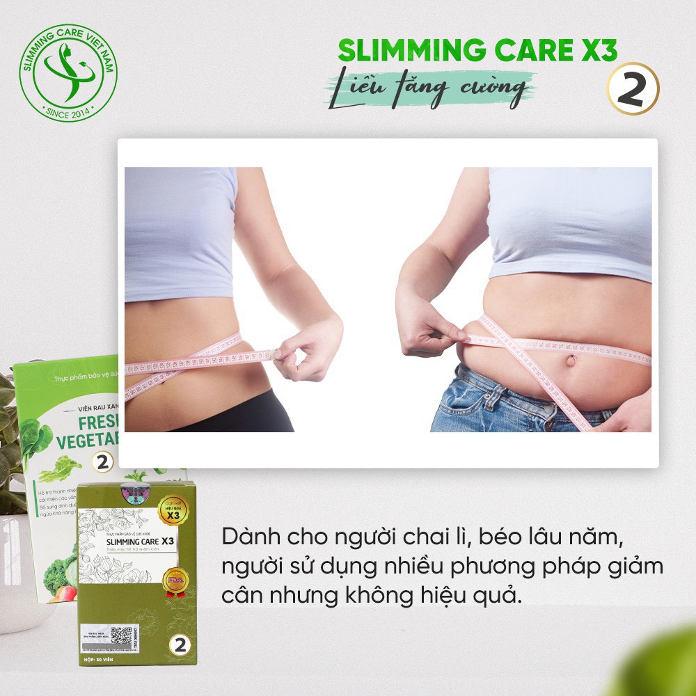 Thực phẩm bảo vệ sức khỏe Thảo mộc cải thiện cân nặng Slimming Care X3 ( số 2) hộp 15 viên - dành cho người béo lâu năm, cơ địa chai lì