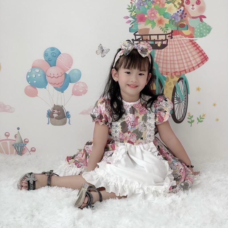 Váy Lụa Hoa Bèo Bé Gái 4 Đến 28kg Chất Lụa Mềm Mát [V020