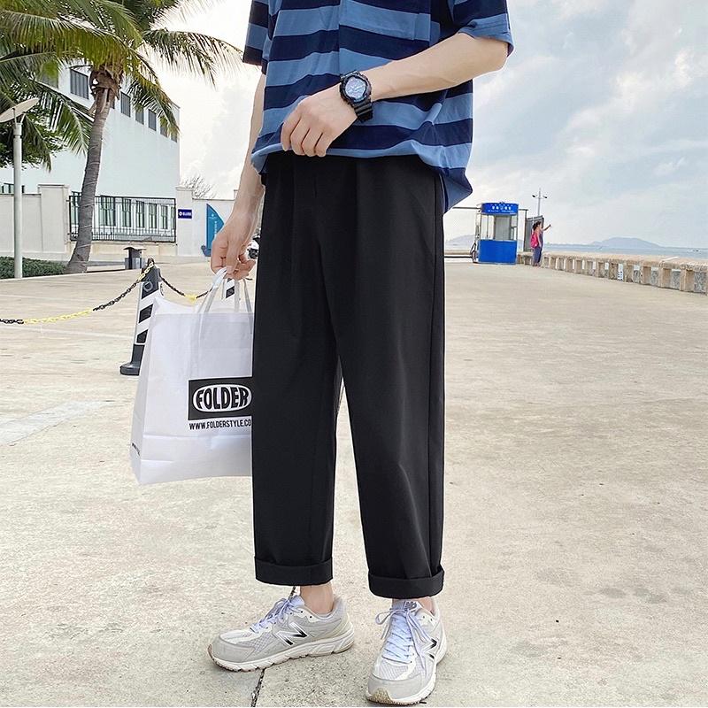 Quần Kaki Ống Rộng Lưng Thun Cạp Chun Dáng Suông Kaki Nam Nữ Ulzzang