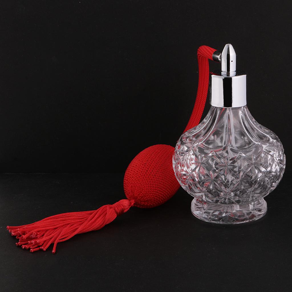 2pcs Empty 100ml Perfume Aftershave Bottle W/ Long Spray Tassels Makeup Tool