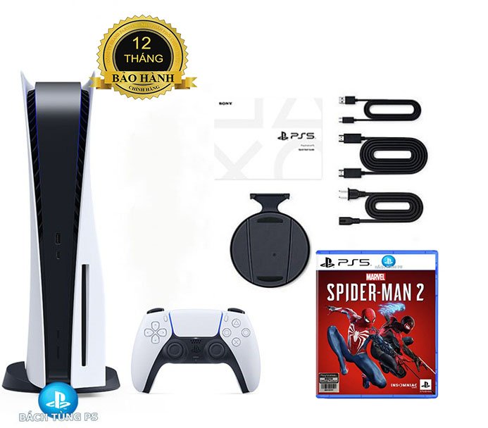 Máy chơi game Sony Ps5 tặng kèm game Spider Man 2 Asia - Hàng nhập khẩu