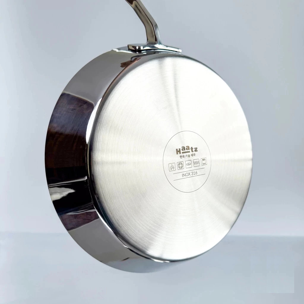 Chảo chiên rán inox 316 nguyên khối Hàn Quốc CIC68 size 20cm/24cm/26cm chống dịnh tự thân, đáy từ