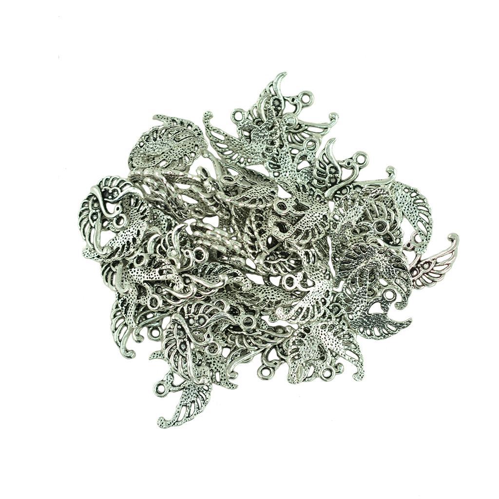 50x Charms Swan Animal Pendant Vintage Silver Crafts DIY Jewellery Making