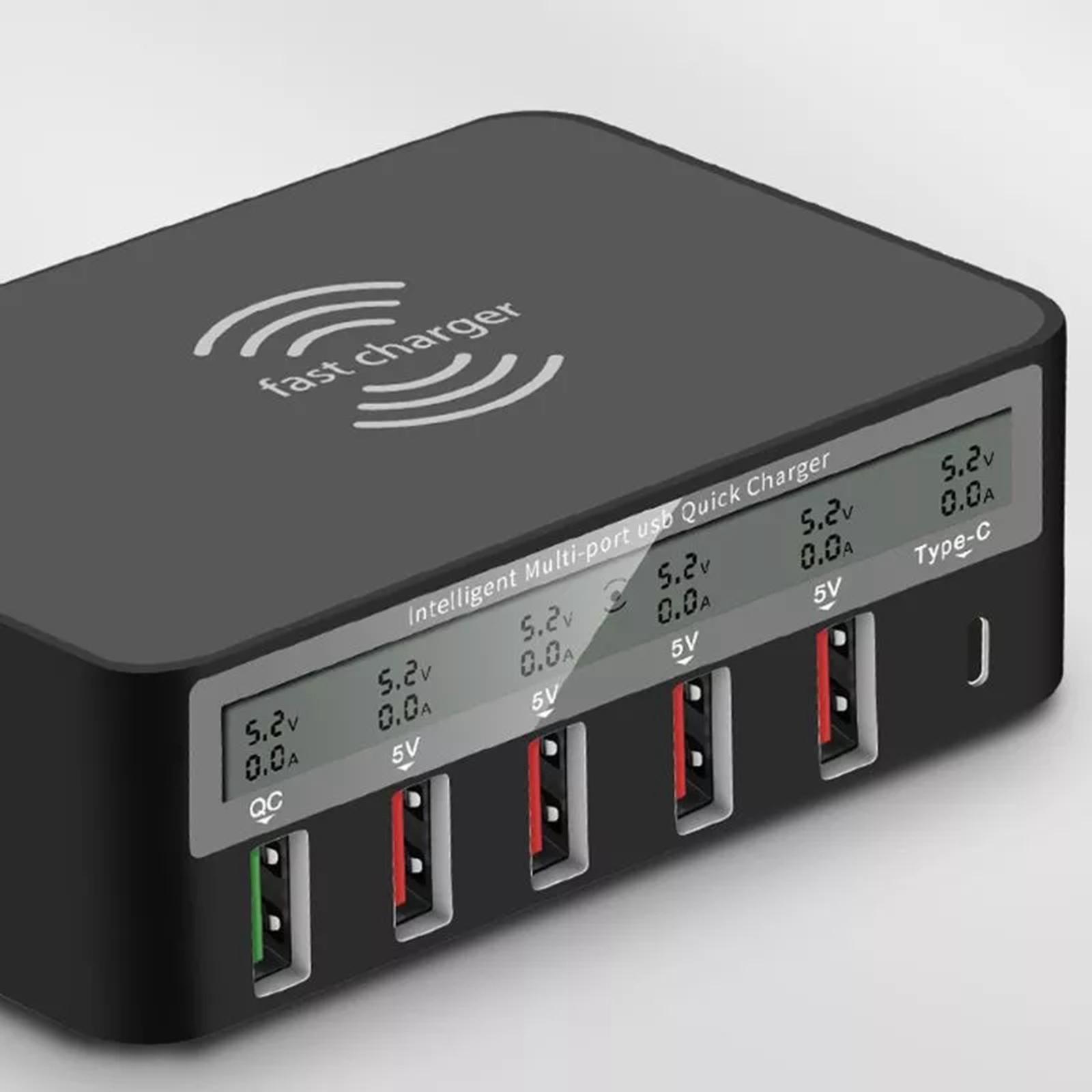 Type C Qi 5-Port USB 5 Ports QC 3.0 Charging Station for iPhone iPad EU