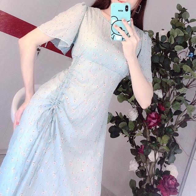 Đầm dây rút tay loe