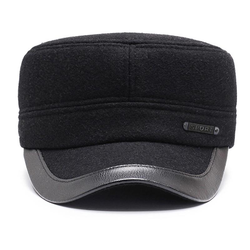 Quân đội mũ phẳng ấm áp mùa đông mũ thể thao mũ golf cho nam snapback casquette xương bố mũ Gorras Earflaps làm dày bóng chày Color: gray Size: 55-60CM