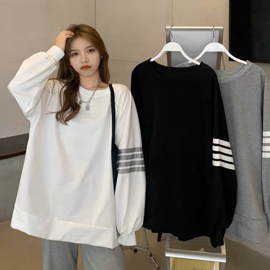 Áo Thun Form Rộng Tay Dài Phối Sọc Unisex - TM19