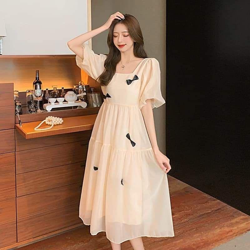 Váy bầu voan dập ly xinh xắn