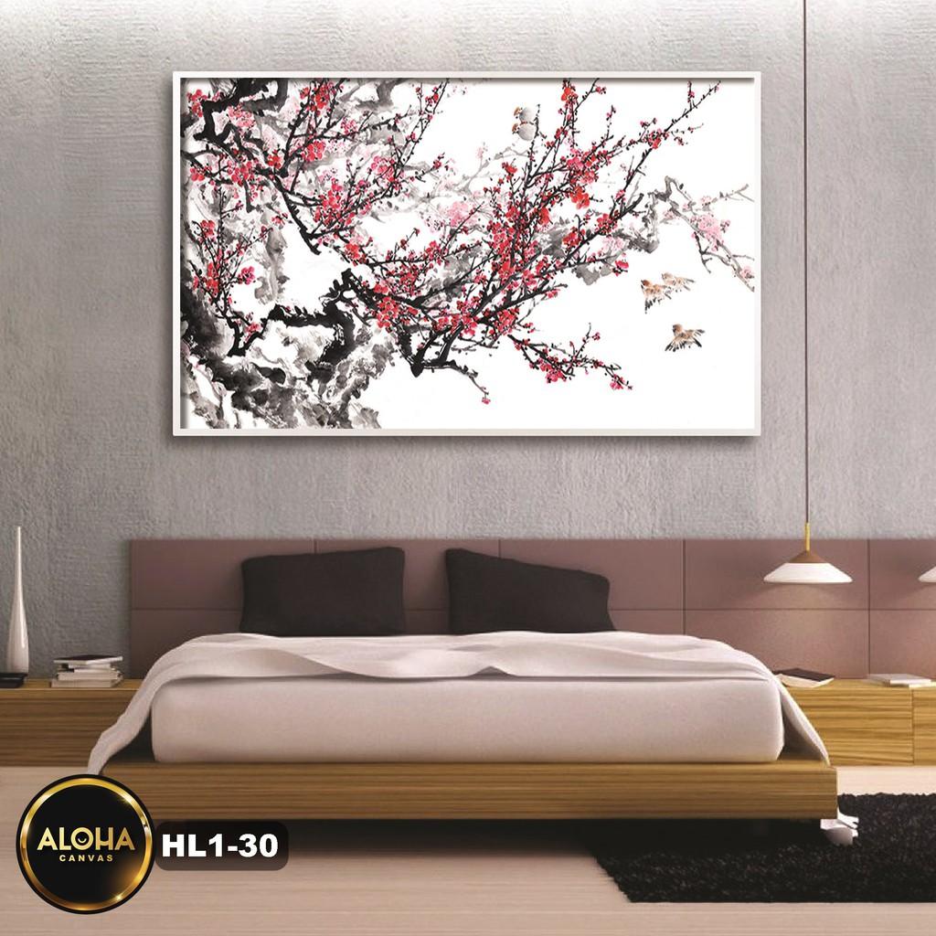 Tranh Cây Treo Tường Phòng Khách Chất Liệu Canvas Sang Trọng Hiện Đại Không Cần Khoan Tường