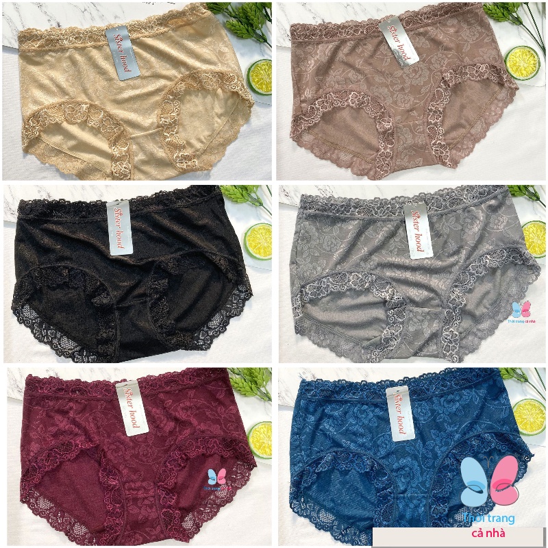 Quần lót nữ Freesize cỡ XL 50-55kg thun gấm phối ren - LƯNG CAO - QL786