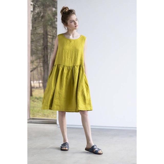 Đầm Linen dáng đơn giãn nhiều màu