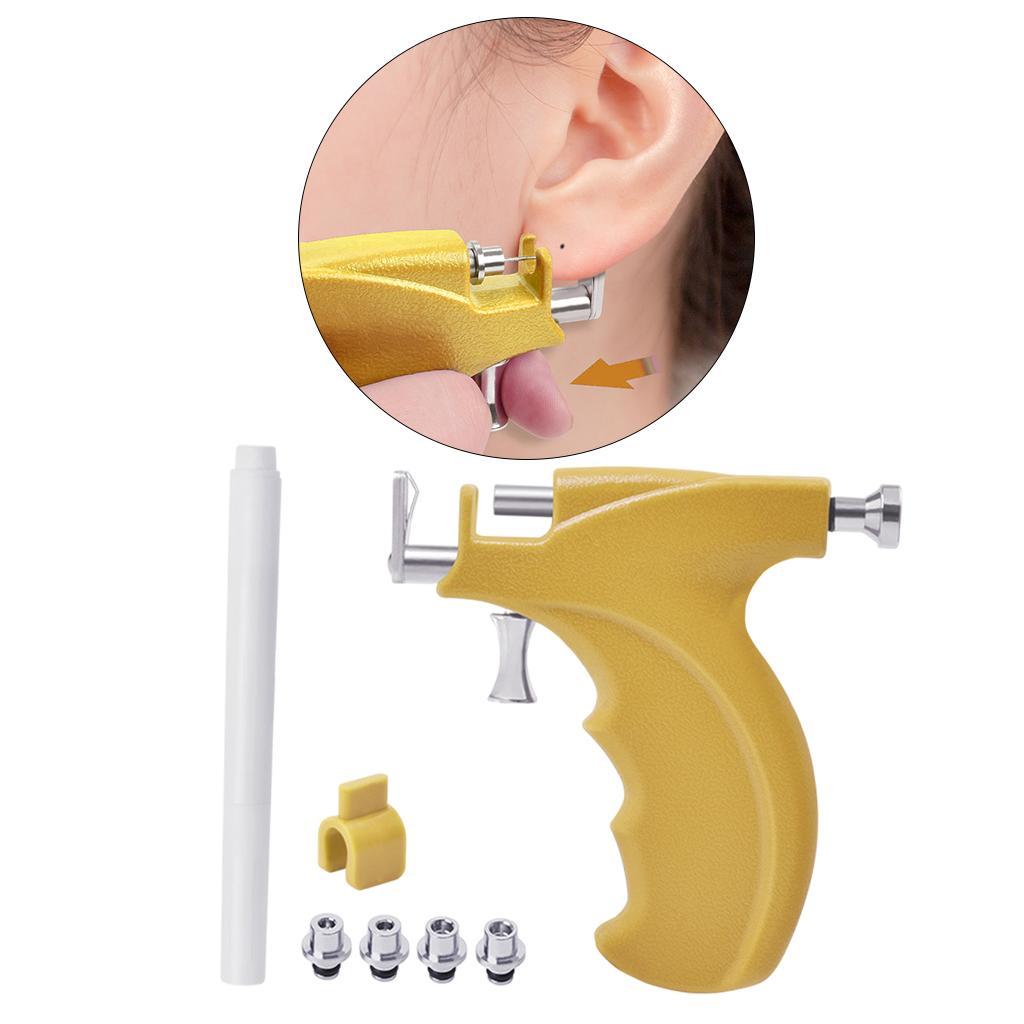 Ear Piercing Tool Kit Stainless Steel Ears Piercer Machine Home Use Yellow