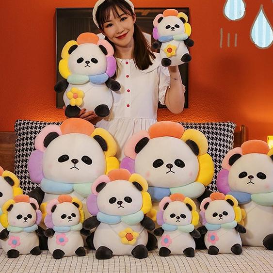 Gấu bông gấu trúc bông hoa đáng yêu, Gấu mặt hoa siêu cute