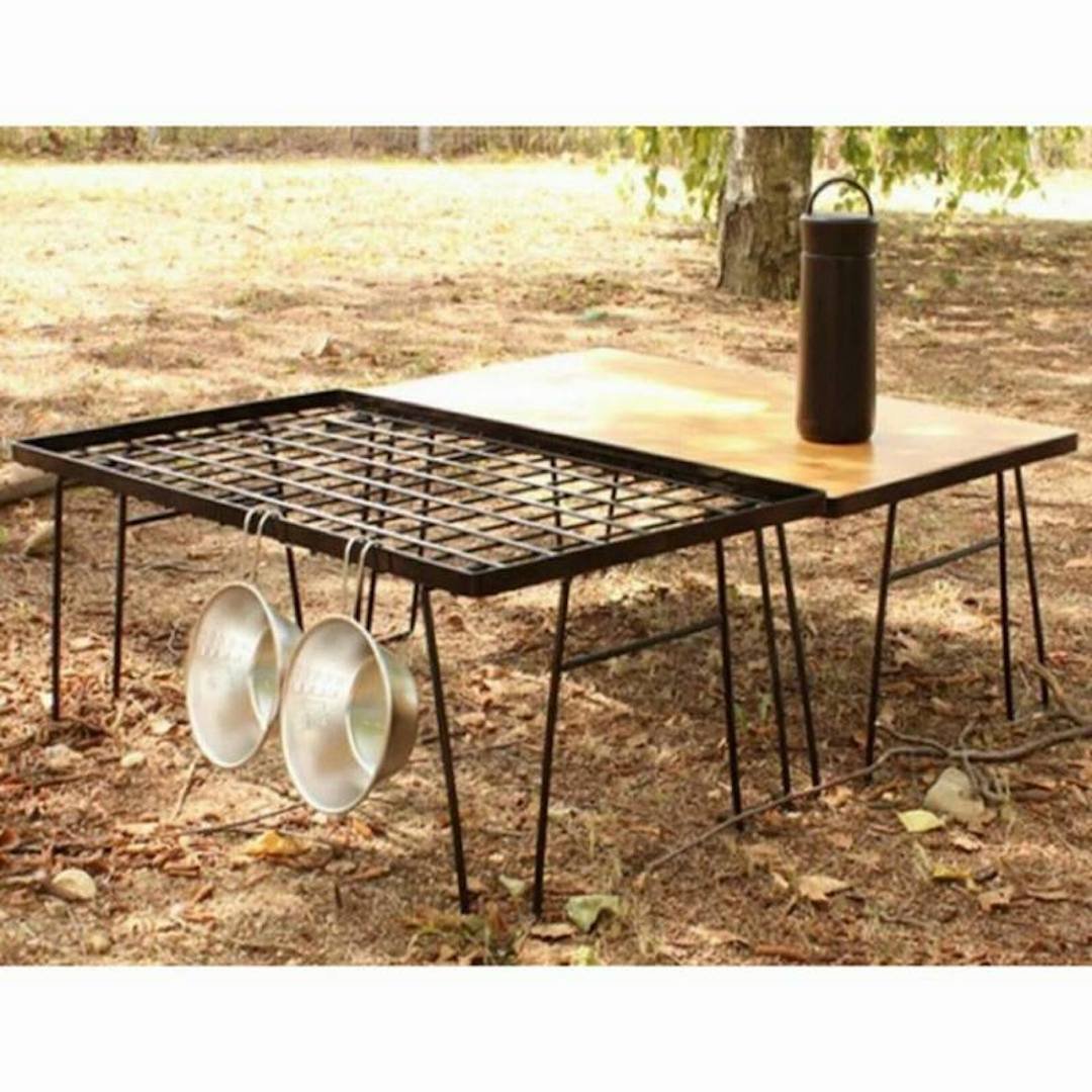 Bàn sắt cắm trại dã ngoại Campingmoon T-230 xếp gọn du lịch có thể kết hợp 2 bàn làm thành kệ đứng A085