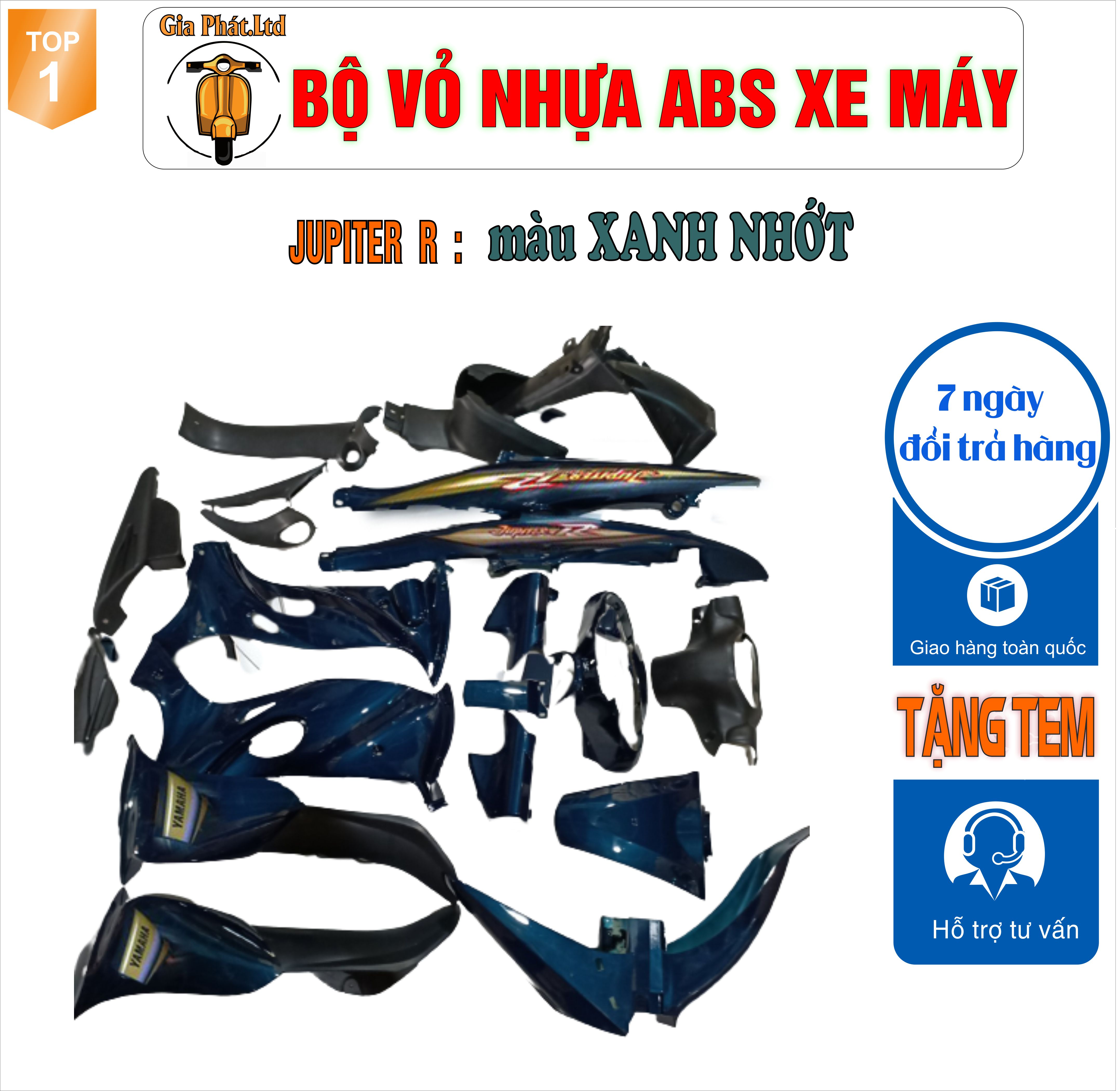 Bộ dàn áo xe JUPITER R nhựa ABS cao cấp màu XANH NHỚT -TKB-2025