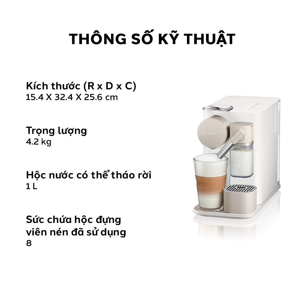 Máy pha cà phê Nespresso Lattissima One Trắng - Hàng chính hãng