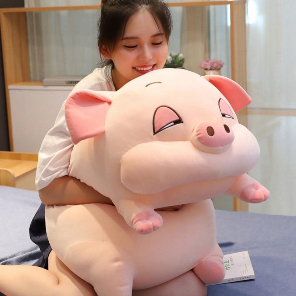 Gấu Bông Hình Heo Lười Vải Nhung Co Giãn 4 Chiều 70cm