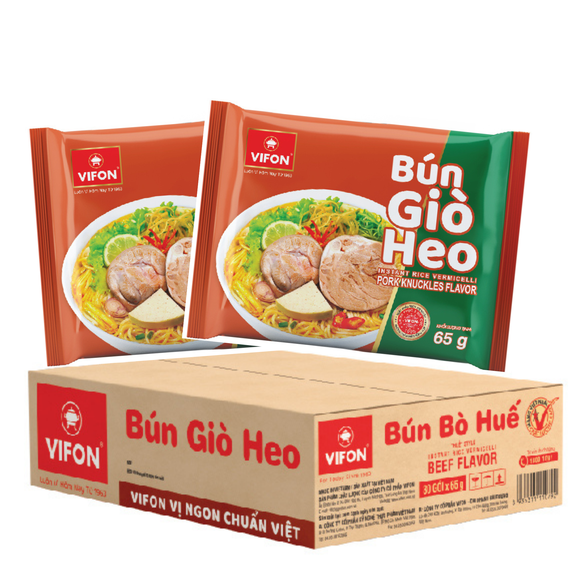 Thùng 30 Bún Giò Heo VIFON (65g / Gói)