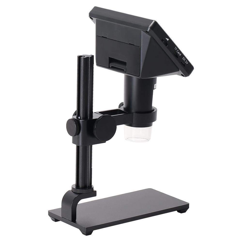 4.3 Inch Display 1000X Digital Microscope Photo Video Taking with 8 Adjustable LED Lights Lifting Aluminum Alloy Stand for Jewelry Identification Mobilephone Repairs