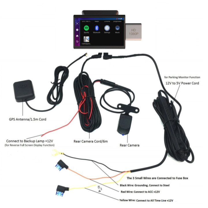 Camera hành trình ô tô, xe hơi nhãn hiệu Whexune F8 tích hợp 4G, Wifi, màn hình cảm ứng 3 inch - Hàng Nhập Khẩu