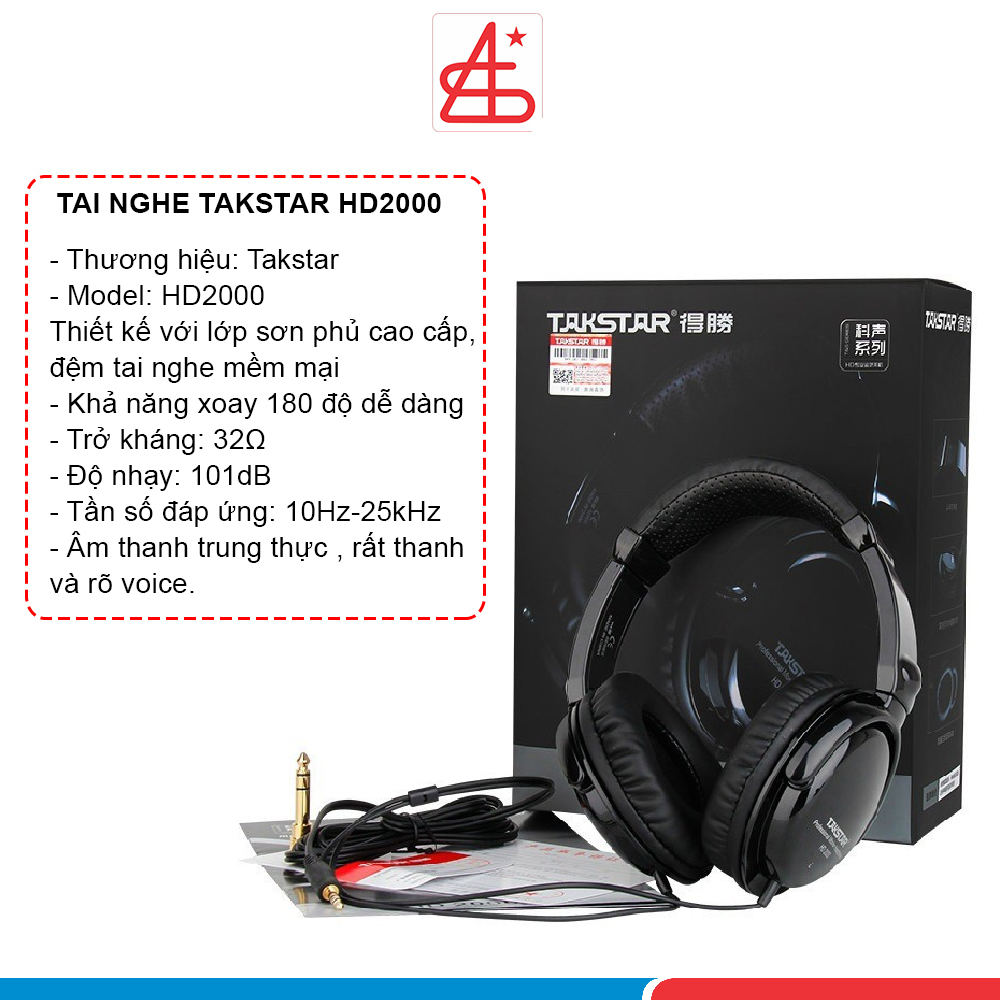 Tai nghe kiểm âm TAKSTAR HD 2000 chụp tai HD-2000 hàng chính hãng