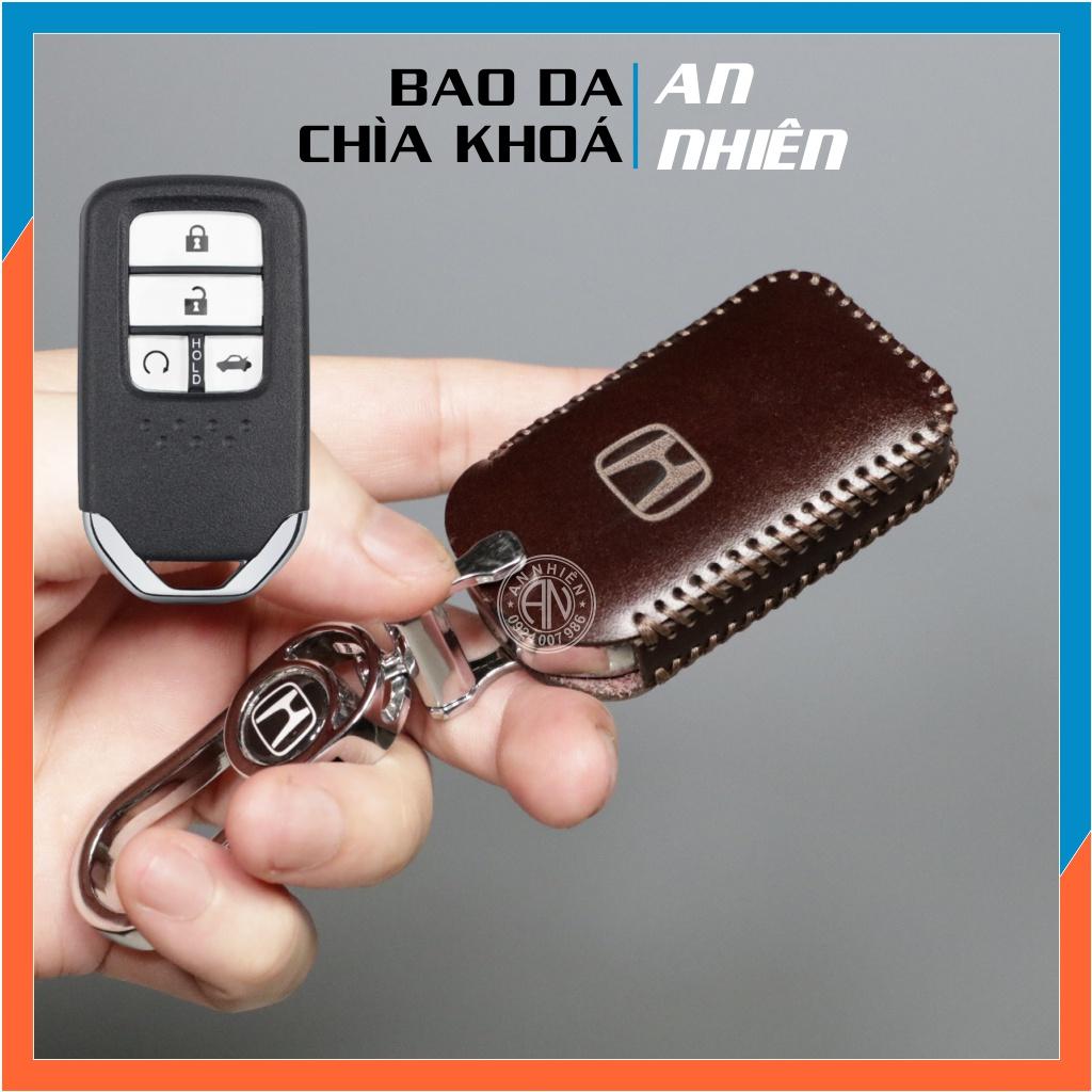 Bao da dành cho móc khoá bọc ốp chìa khoá xe ô tô City RS, Civic, Accord, da bò, nhiều màu khâu thủ công