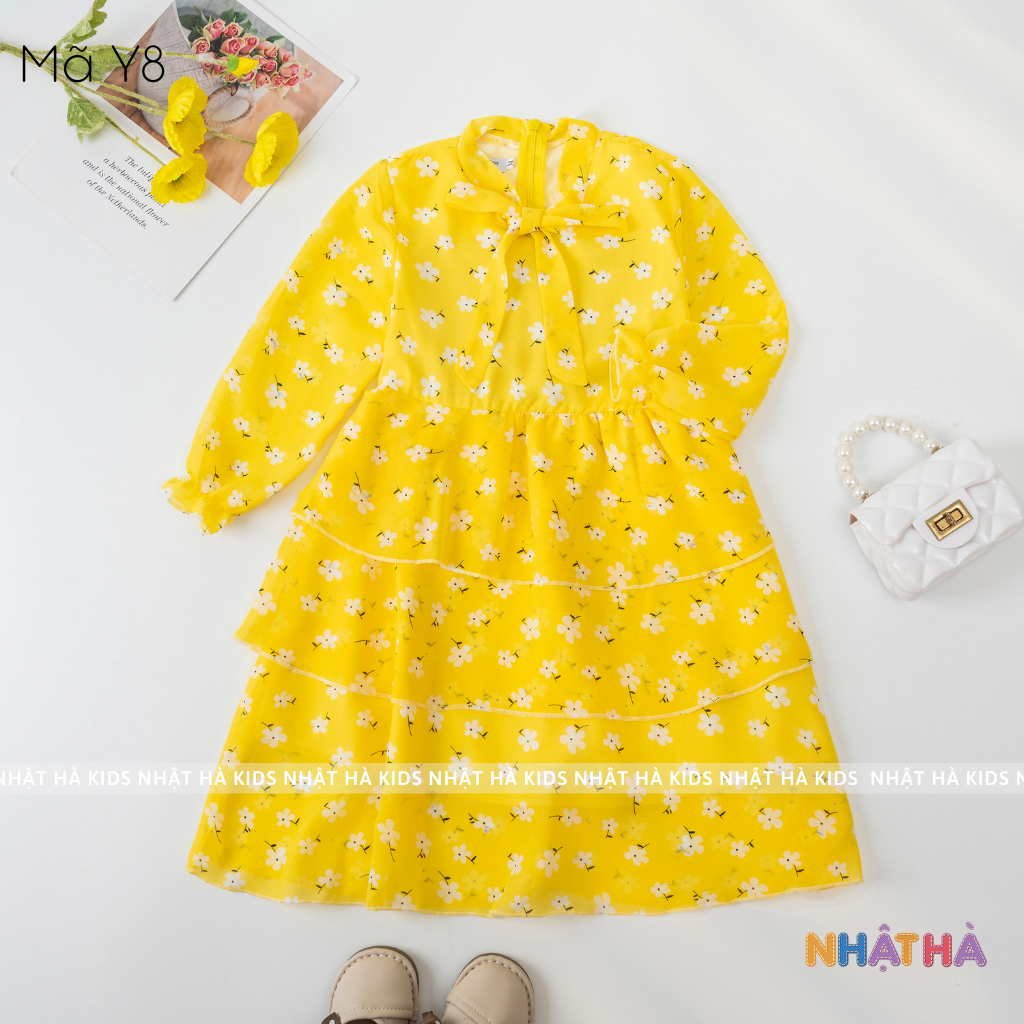 Váy công chúa hè bé gái Y8 size đại 11 - 45kg chất liệu voan tơ lụa thoáng mát