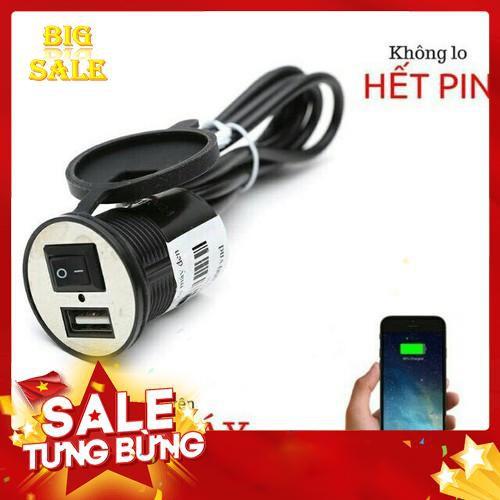 Củ sạc trên xe máy 12-24V cổng USB chống nước