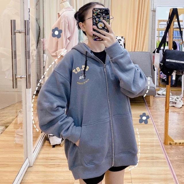 Áo Khoác Hoodie Zip Nỉ Bông 07.07 màu Xanh xám/Nam nữ Unisex/ Jaystoree