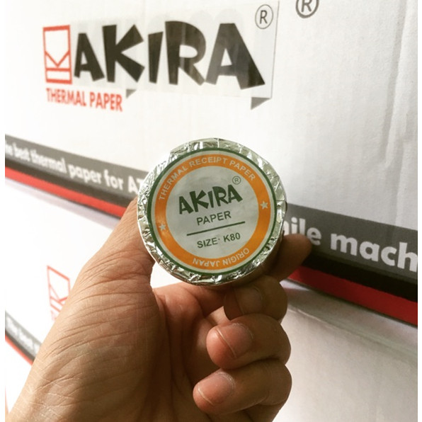 Thùng 100 cuộn giấy in hóa đơn nhiệt K80 Akira (bọc bạc) - hàng chính hãng