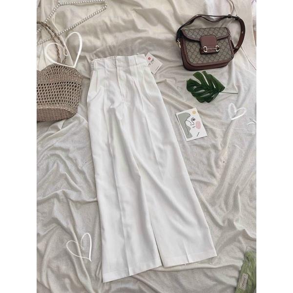 Quần Ống Suông Culottes Ulzang Dáng Dài - Quần ống Rộng Nữ Thiết Kế Cạp Cao Lưng Chun Chất Liệu Lụa Cát Hàn Cực Mềm Mịn