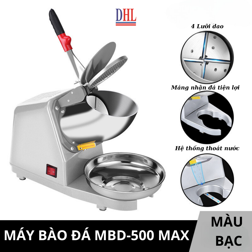 Máy xay đá bào, đá tuyết mịn 4 lưỡi, 2 nắp Mitomo MBD - 500 MAX HÀNG CHÍNH HÃNG - BẢO HÀNH 3 NĂM