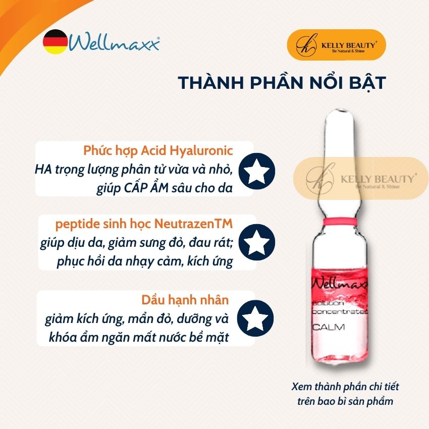 Huyết Thanh Phục Hồi Da Phase 2 Calm WELLMAXX - Làm Dịu Da Kích Ứng, Đỏ, Châm Chích; Ngừa Giãn Mao Mạch | Kelly Beauty