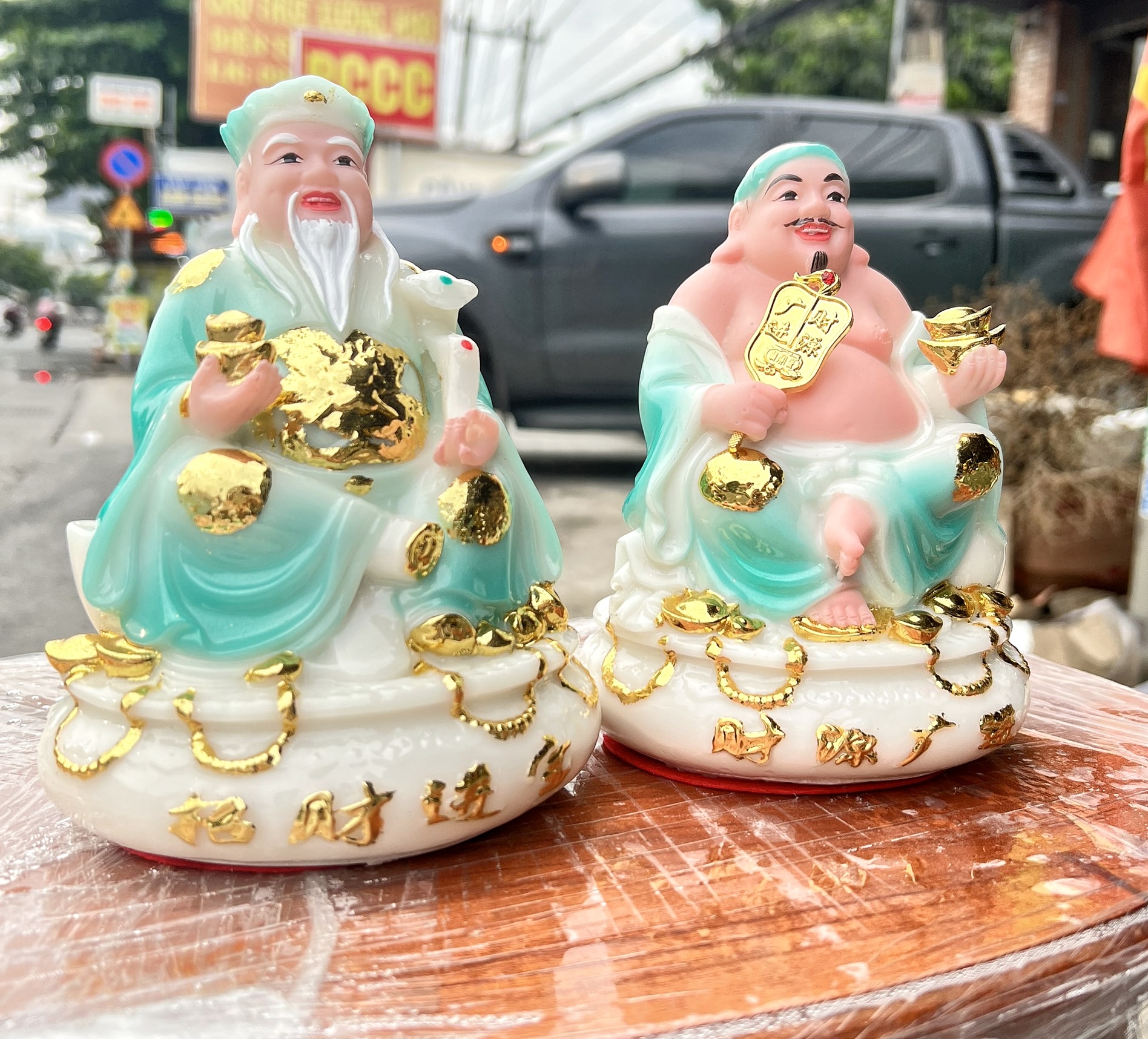 Tượng Thần Tài Thổ Địa Chiêu Tài Lộc Đá Việt Nam Cao 17cm 5 Màu