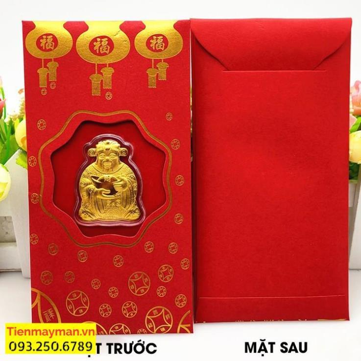 Lì Xì Thần Tài, Hình Hổ Vàng Mạ Vàng 24K - Bao Lì Xì May Mắn Rước Tài Lộc