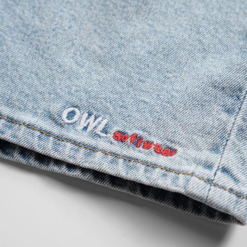 OWL BRAND SHORT JEAN SLIM - Quần jeans ngắn dáng suông xanh nhạt - OWL120521