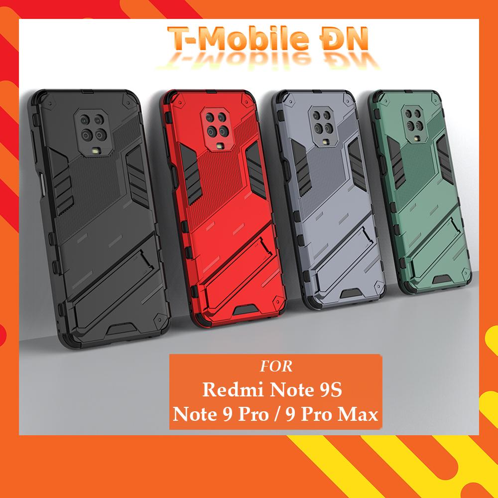 Ốp lưng cho Xiaomi Redmi Note 9 9S Pro Max chống sốc Iron Man PUNK cao cấp kèm giá đỡ