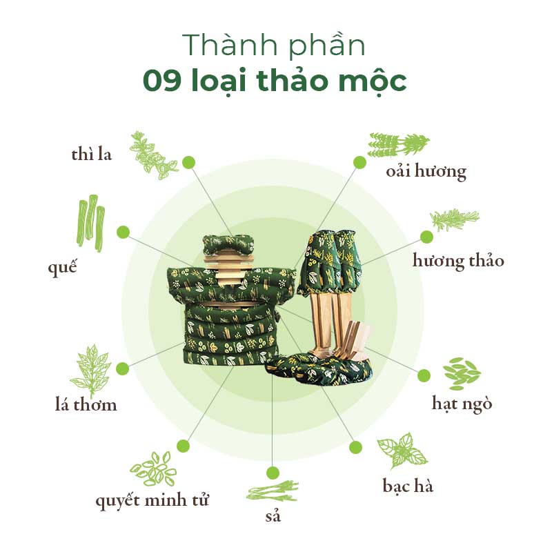 Bộ Cơ Bản 04 món Túi Chườm Thảo Mộc ATZ Healthy Life - Giúp thư giãn &amp; hỗ trợ điều trị