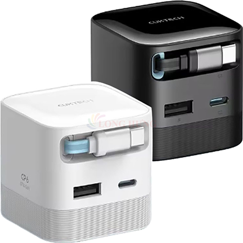 Cốc sạc Cuktech GaN Built-in USB-C Cable 1USB 2Type-C 67W CP6 AD653W - Hàng chính hãng