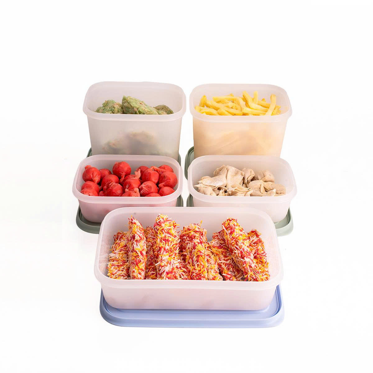 Bộ 5 hộp đựng thực phẩm Tupperware trữ đông Gen II Freezable 1.1L, 1L, 450ml