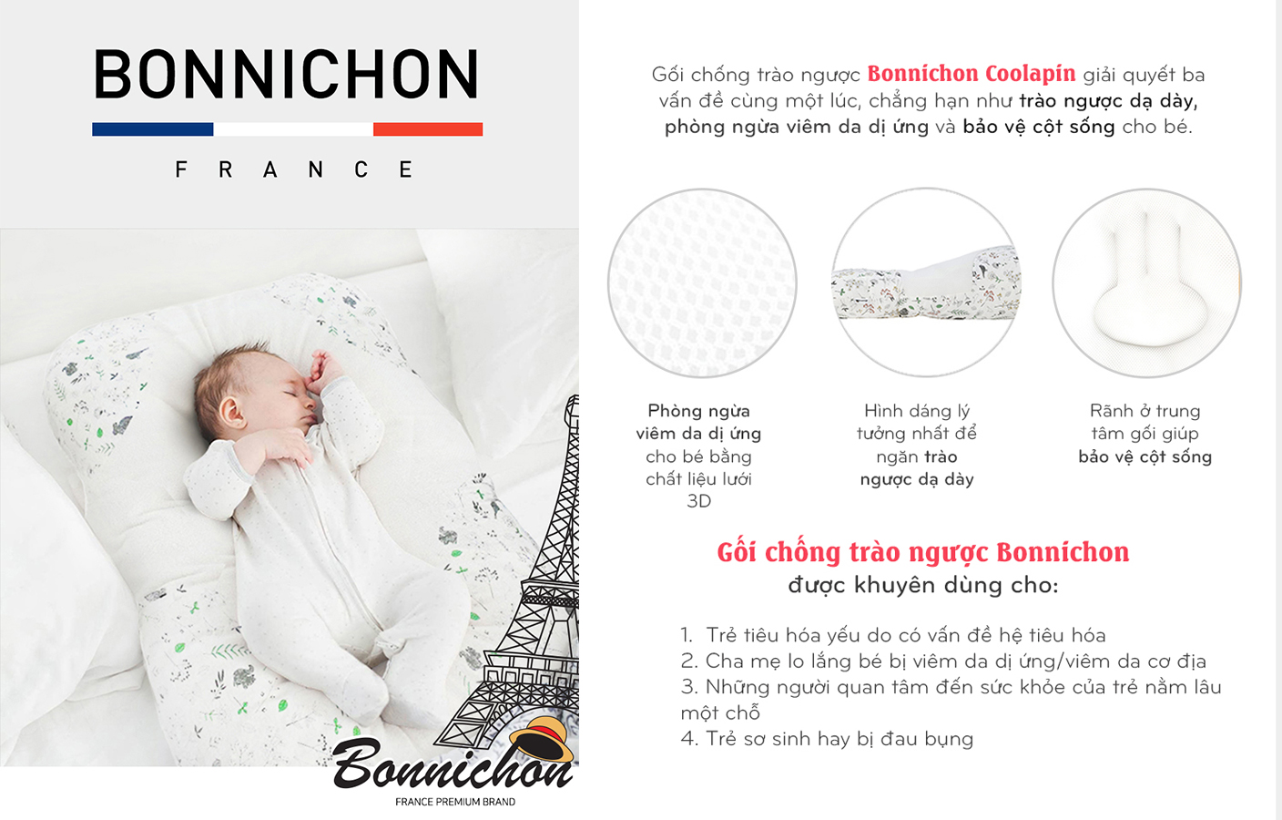 Gối chống trào ngược BONNICHON Coolapin Hàn Quốc (nhập khẩu chính hãng)