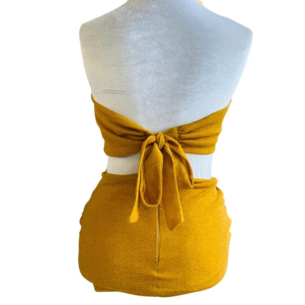 Đồ bơi nữ 2 món nơ to phối dây xích bikini 2 mảnh GALASSIA