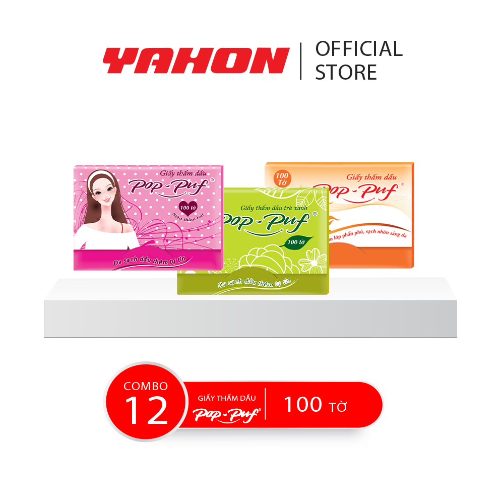 Combo 12 Hộp Giấy Thắm Dầu POP-PUF , 100 Tờ/Hộp