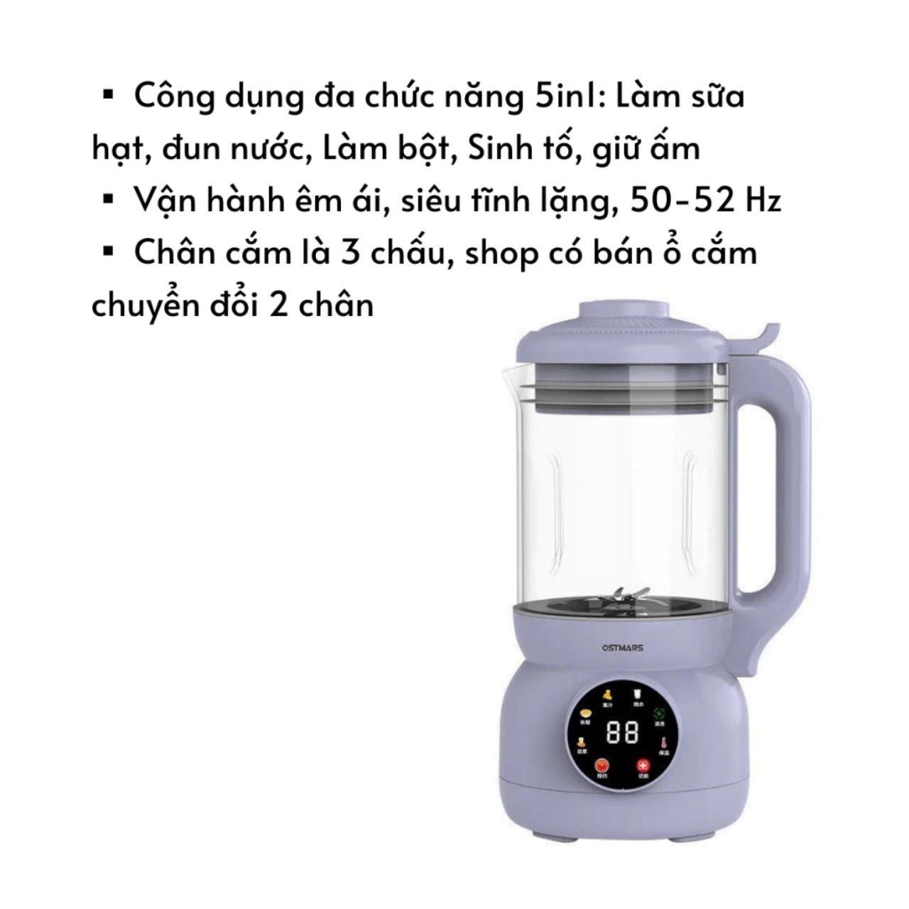 Máy Làm Sữa Hạt, Máy Nấu Sữa Hạt Cối Thủy Tinh OSTMARS Hàng Chính Hãng MINIIN 1100ml - 8 Chức Năng Xay Nấu Tiện Lợi - TẶNG KEM 2 CHAI THỦY TINH ĐỰNG SỮA HẠT