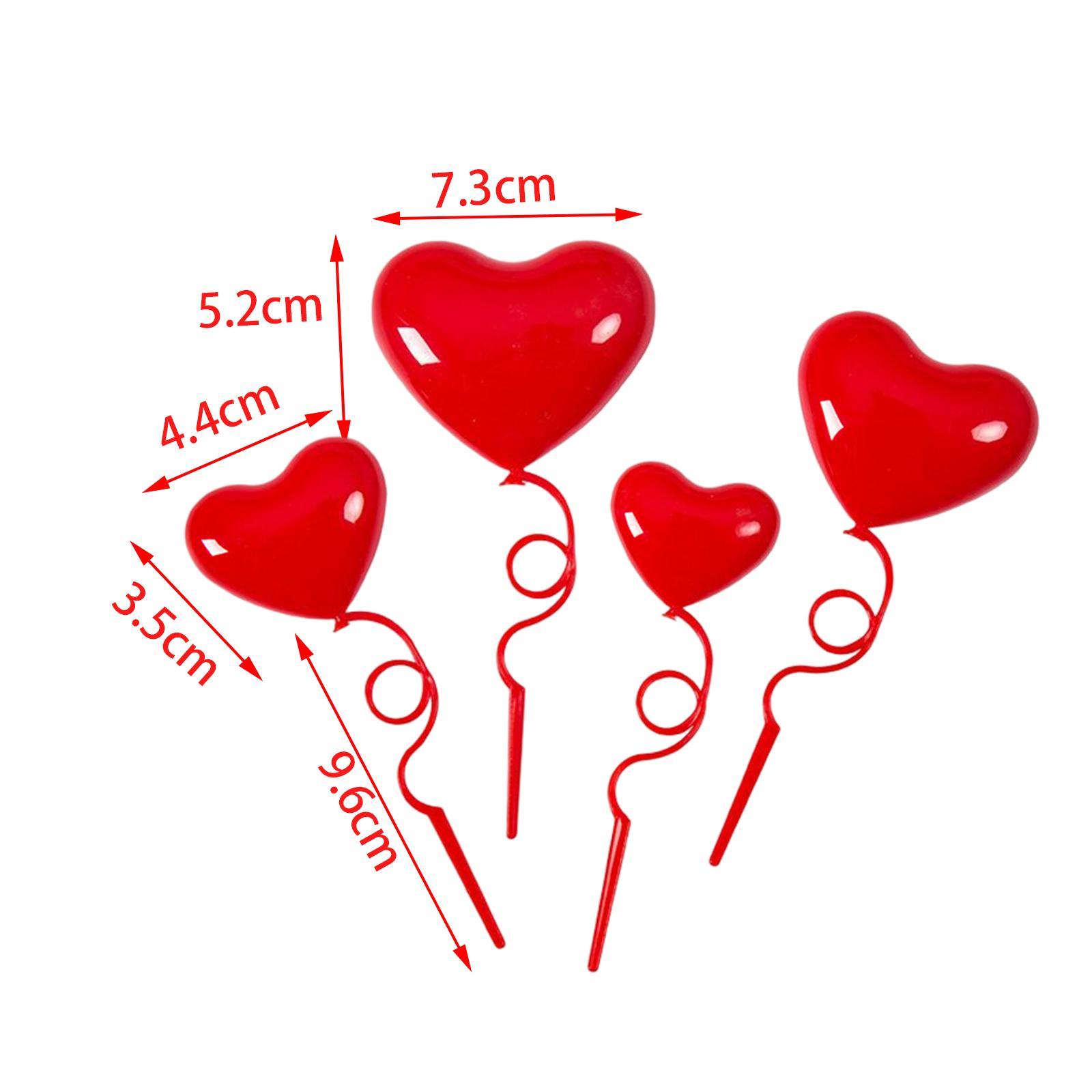 4Pcs Cake Decorations Heart Shape 3D Love Ornaments for Thanksgiving Wedding