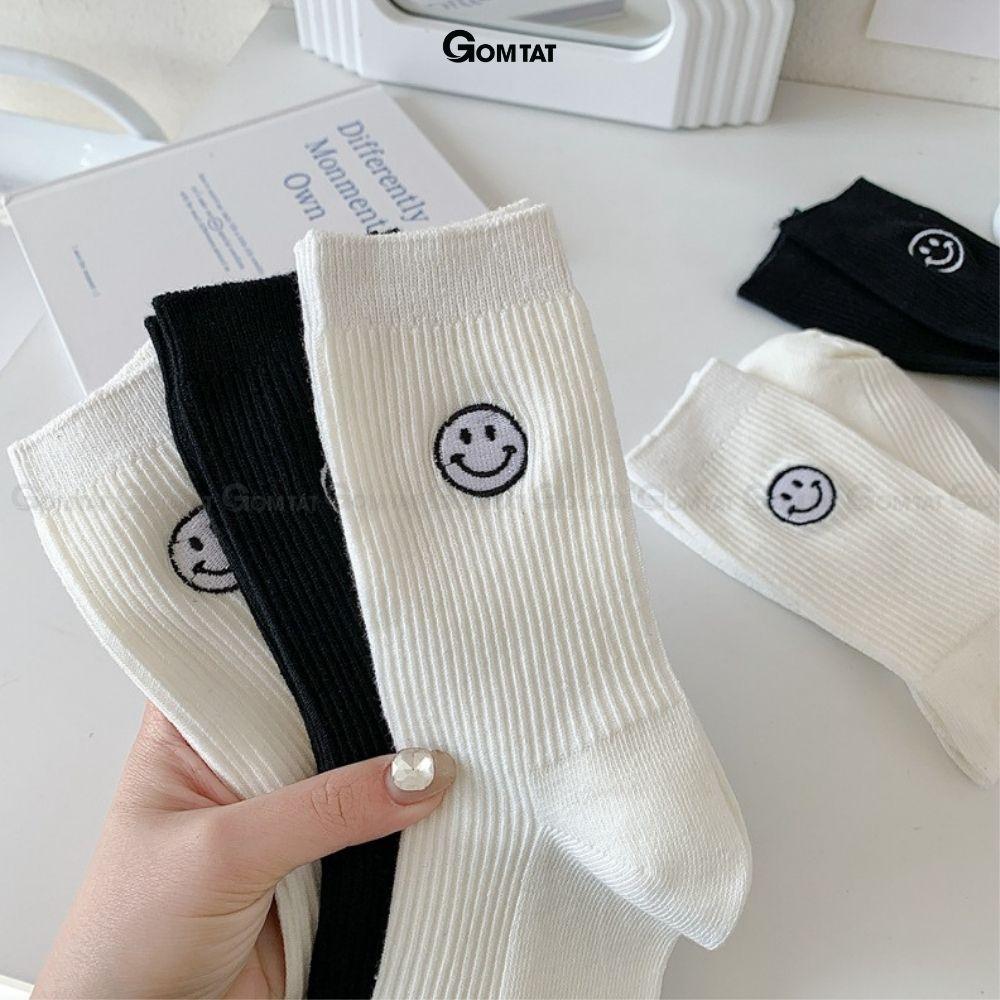 Tất cổ cao nam nữ họa tiết mặt cười, vớ cổ cao unisex chất liệu cotton hút ẩm thoáng khí - MATCUOI-PO-3021-1DOI