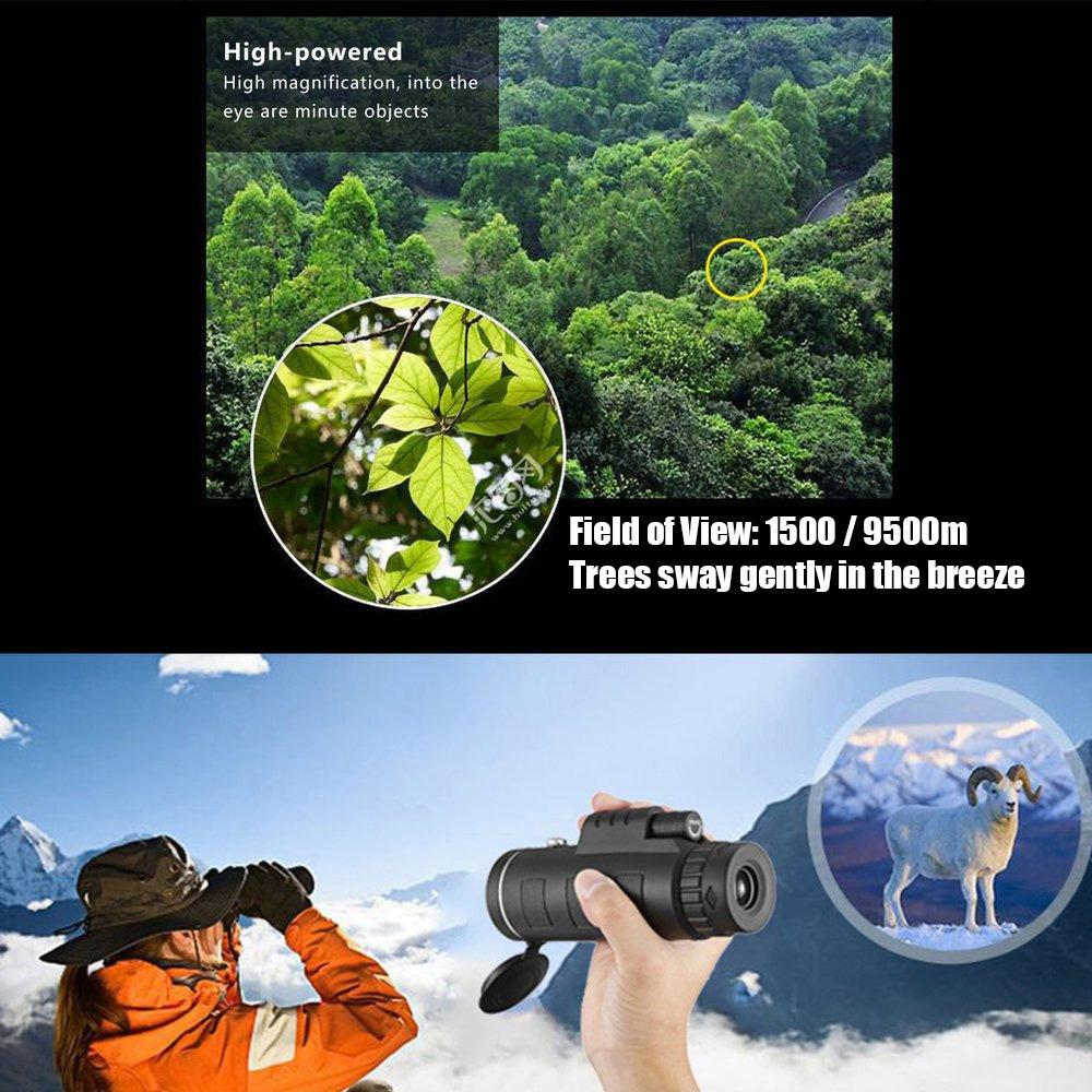 Kính thiên văn một mắt BAK4 ngoài trời 40X60 HD Vision Prism Scope Tích hợp La bàn với giá đỡ điện thoại đa năng