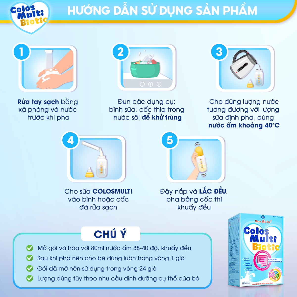 [HỘP DÙNG THỬ] Sữa non Colosmulti Biotic chuyên biệt cho trẻ táo bón, tiêu hóa kém hộp 2 gói x 16g