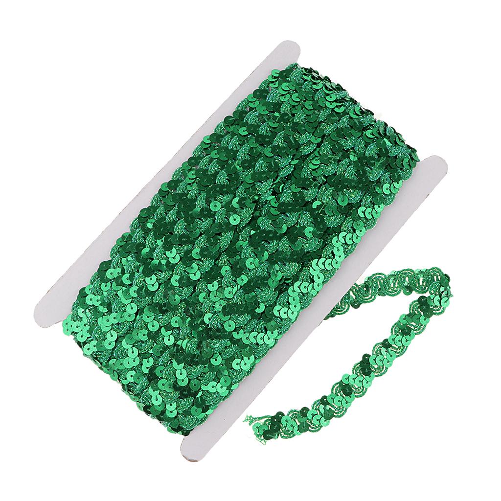 13m Sequins Paillette Ribbon Trim Braid Trim Lace DIY Sewing Clothing Green