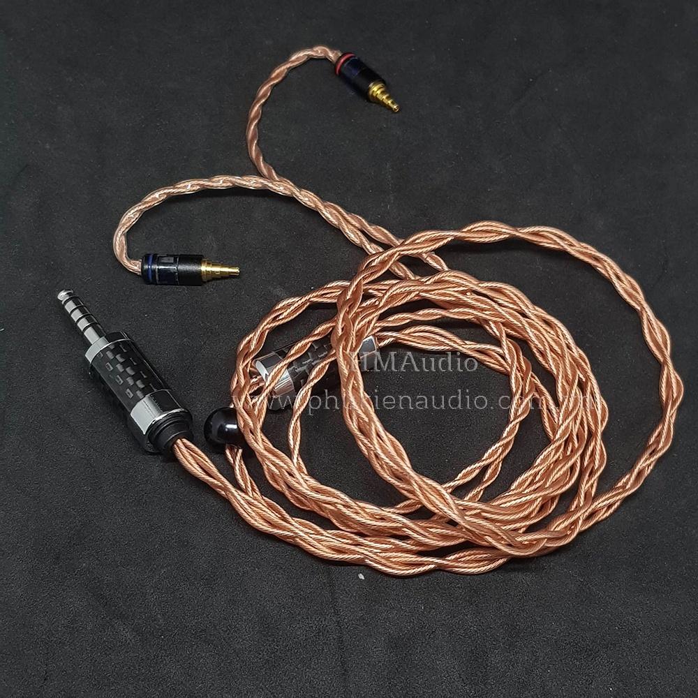 Dây tai nghe đồng OFC đường kính dây đơn 1.2mm tết 4 - Connector IE40 Pro